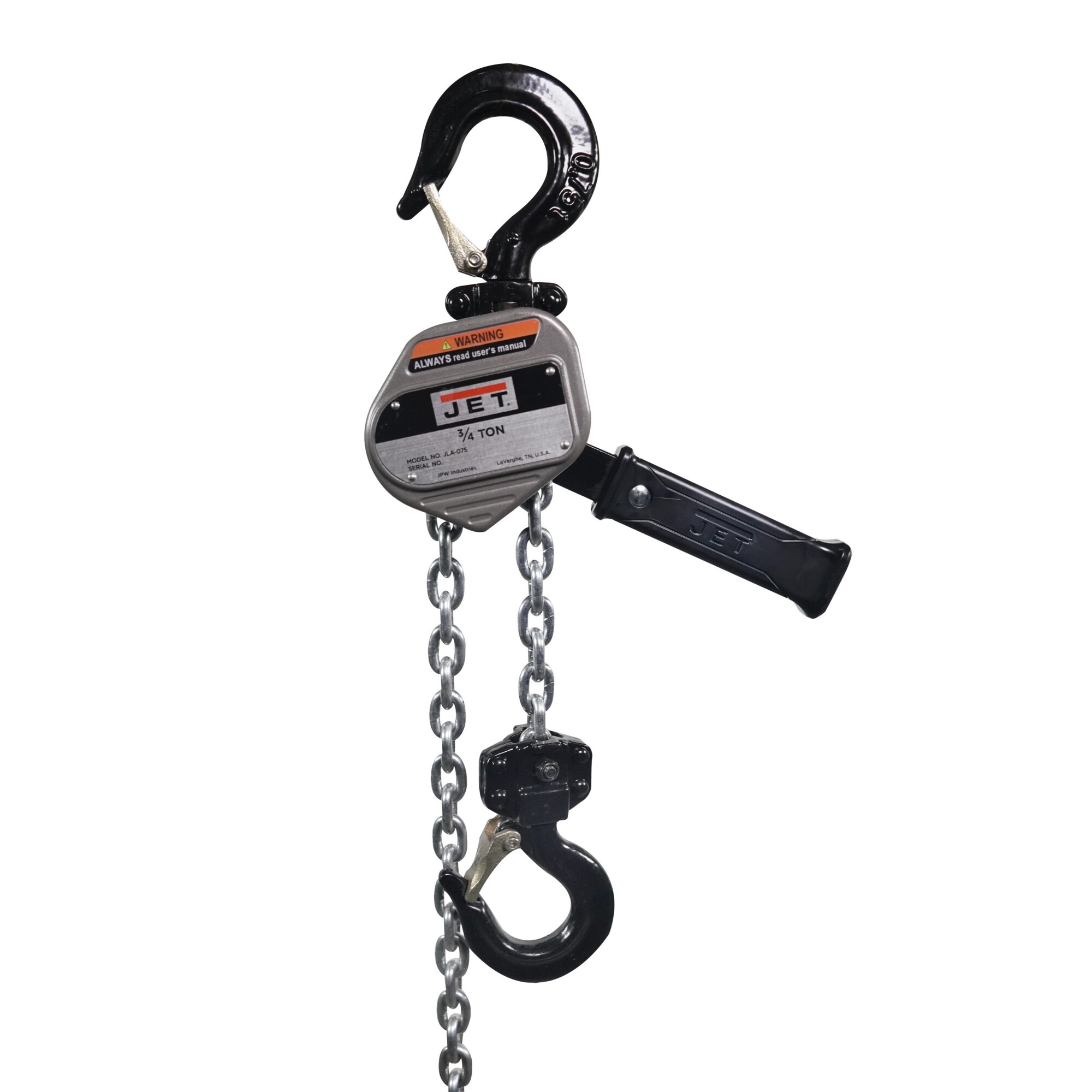 JET, JLA Manual Lever Hoist, Capacity 1600 lb, Lift Height 5 ft, Model# JLA-075-5